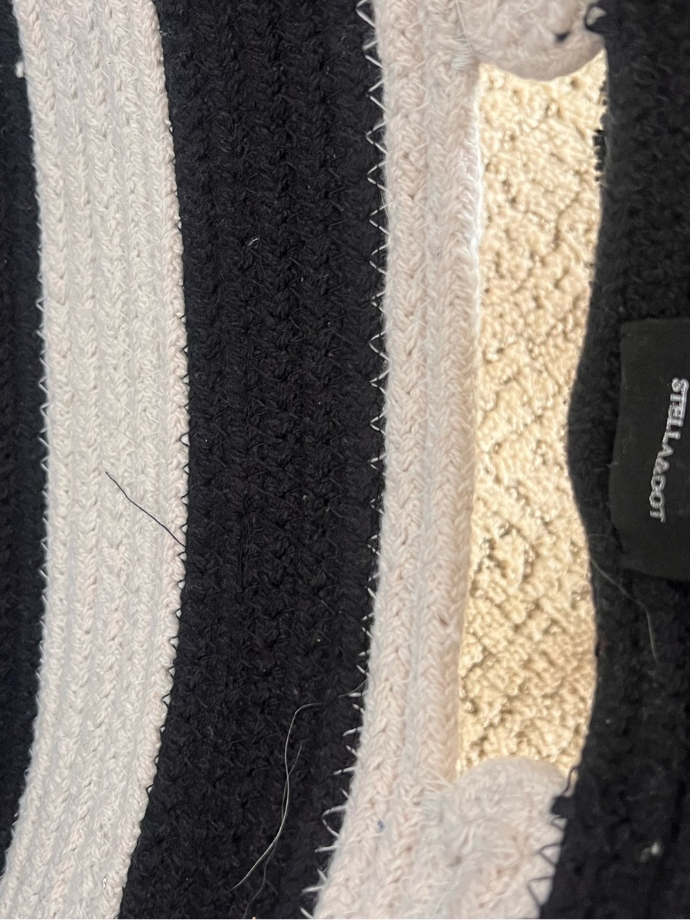 Stella & Dot Black & White Striped Fringe Tote Bag with Colorful Tassels - Picture 5 of 5